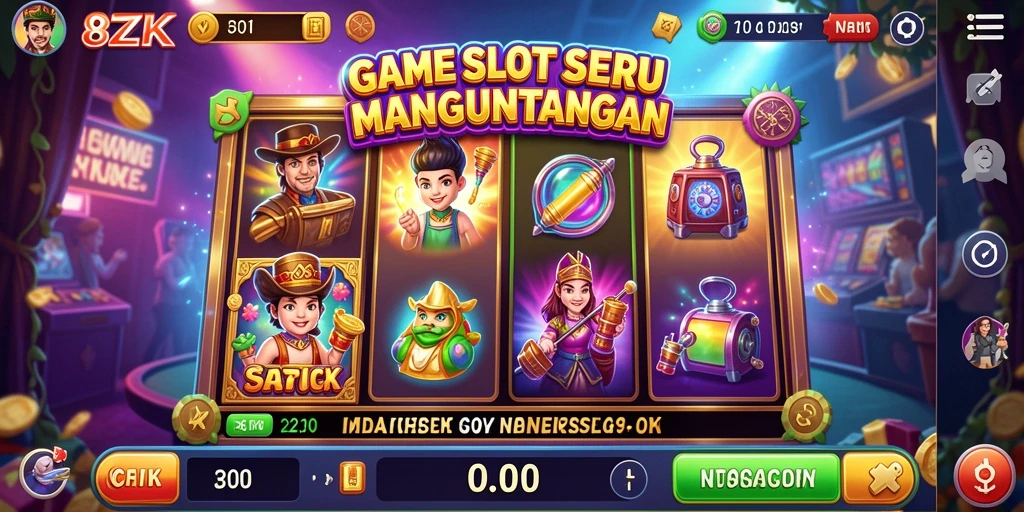 Tangkapan layar gameplay 8ZK dengan fitur slot menarik.