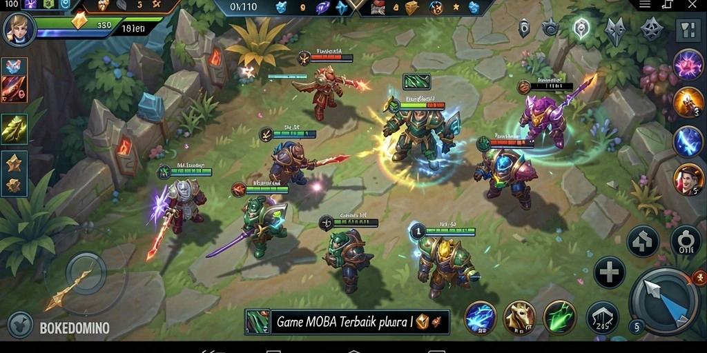 Tampilan gameplay seru dari BOKEDOMINO yang melibatkan strategi tim.