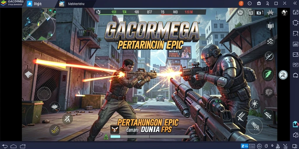 Screenshot gameplay GACORMEGA yang menampilkan aksi seru di medan perang.