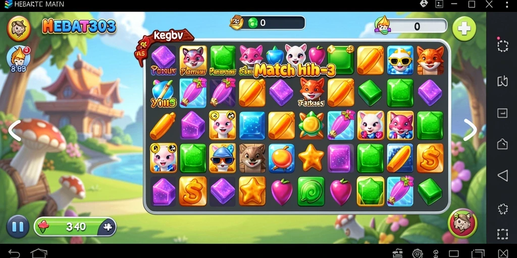 Tangkapan layar HEBAT303 menampilkan gameplay seru mencocokkan ikon.