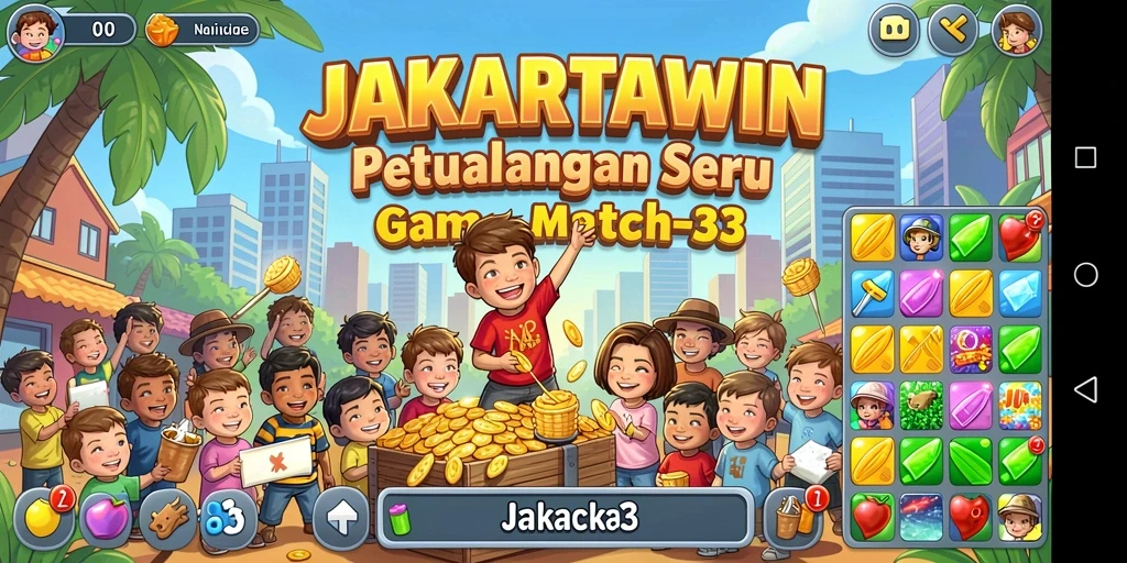 Tampilan gameplay seru JAKARTAWIN dengan kombinasi warna cerah.