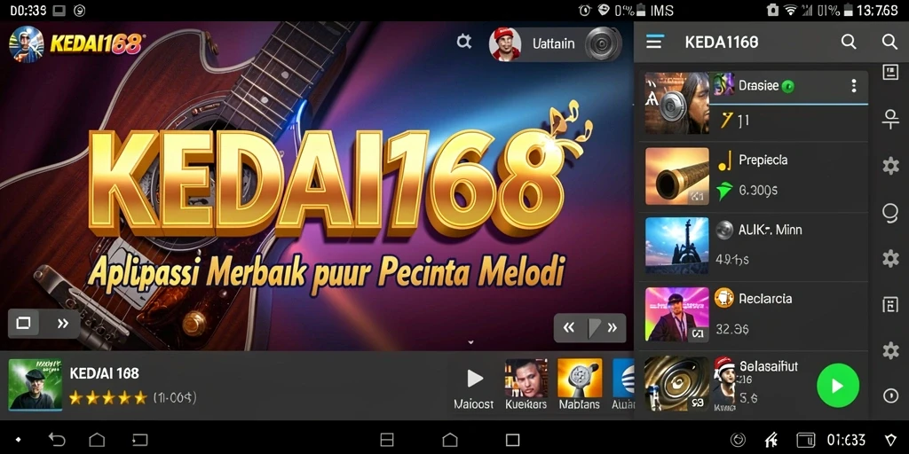Screenshot gameplay KEDAI168 dengan tampilan antarmuka musik yang menarik.