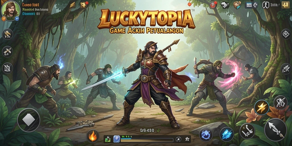 Tampilan gameplay LUCKYTOPIA yang mendebarkan dan penuh aksi.