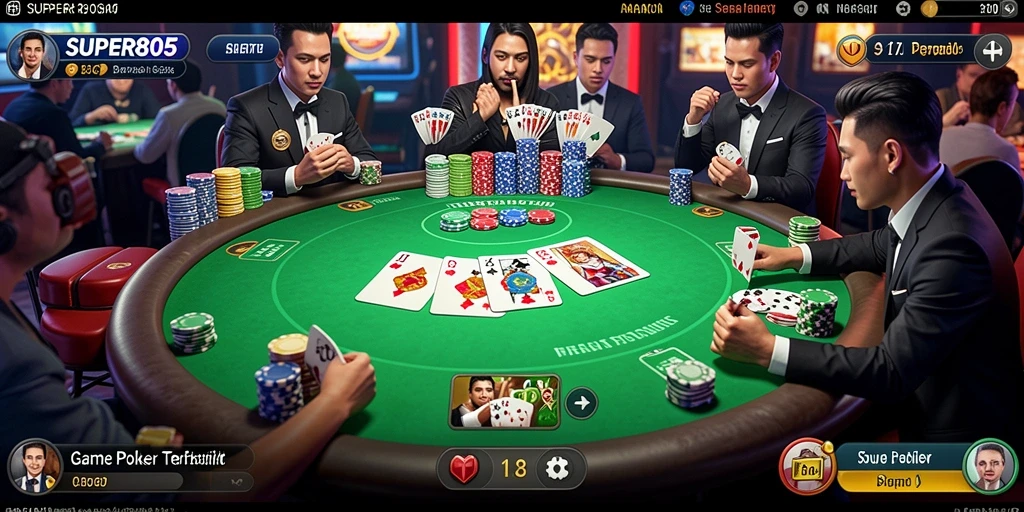 Screenshot yang menampilkan aksi seru dalam permainan Poker di SUPER805.